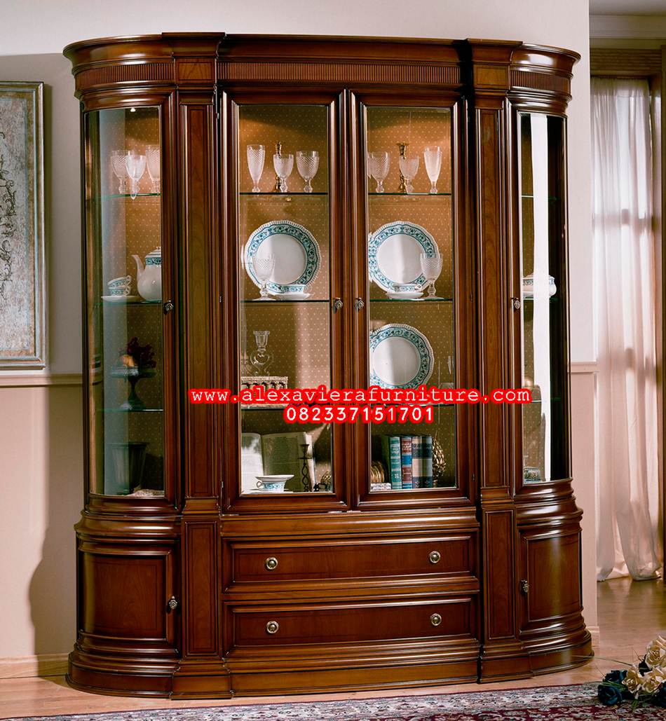 Model Lemari Pajangan Klasik Jati Alexaviera Furniture